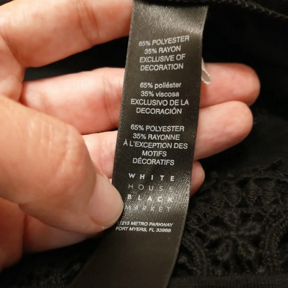 White House Black Market Black Crochet Trim Top